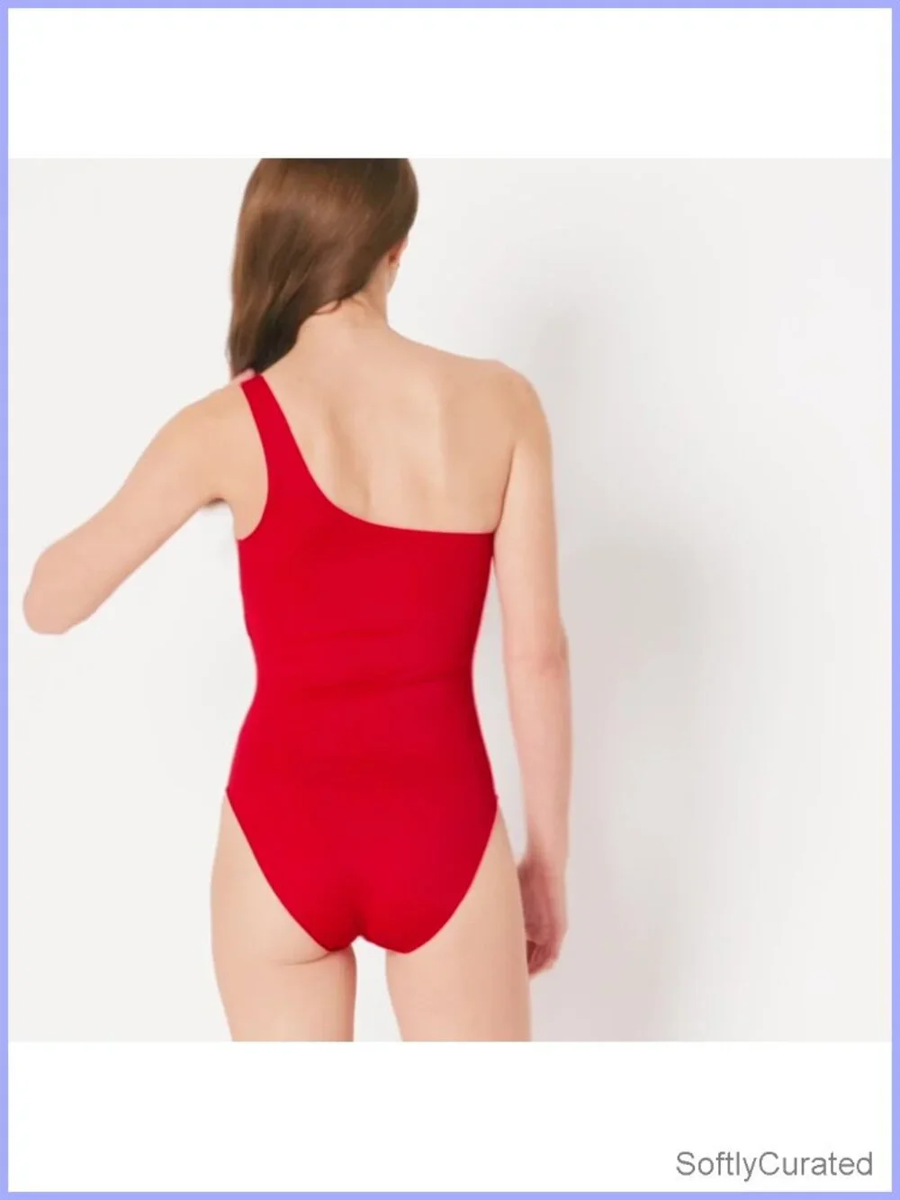 Women's One-Shoulder One-Piece Swimsuit High Leg Cut Built-in Shelf Removable